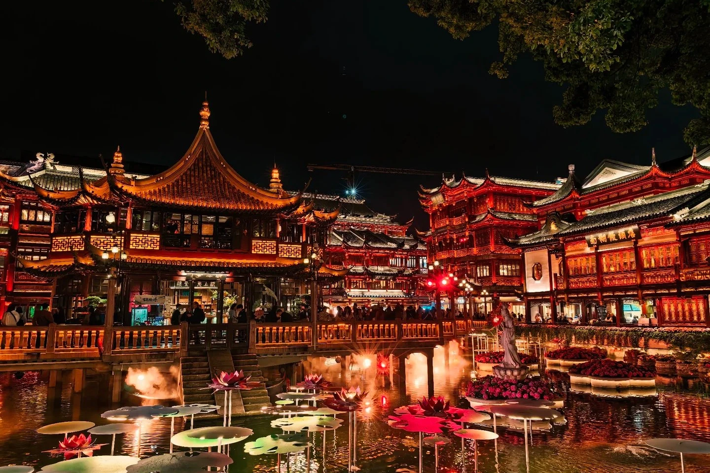 Yu Garden classical Chinese garden in Shanghai old town with pavilions, rockeries and koi ponds